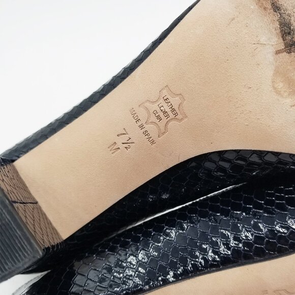 Jon Josef Sweetheart Pointed Toe Block Heel Pump Black Croco Patent Leather 7.5 - Picture 14 of 16